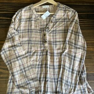 Maurices Cream and Brown Blouse Top